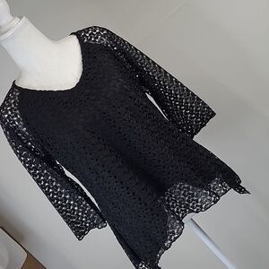 Brittany Black petite lace blouse